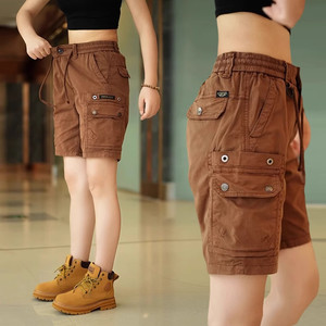 
American work shorts men's summer elastic loose and handsome casual mid-sized pants for men 2025 new five-point pants