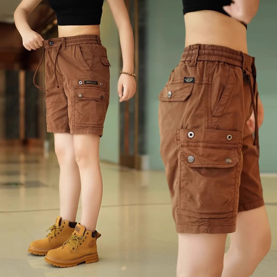 
American work shorts men's summer elastic loose and handsome casual mid-sized pants for men 2025 new five-point pants