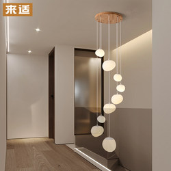 Cream-Style Loft Staircase Light for Duplex Living Room, Hollow Suspended Staircase Apartment Chandelier