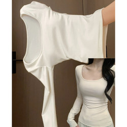 De Rong Base Layer Shirt for Women with Chest Pads, Autumn and Winter 2025 New Long-Sleeve T-Shirt, High-End Slim-Fit U-Neck Top