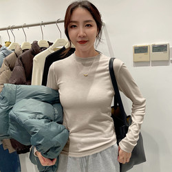 Thirteen Lines Small Turtleneck Base Shirt for Women, Autumn and Winter Inner Layer, Brushed Thin Velvet, Small High Collar, Long Sleeves, Layered Look, High-End Feel Top