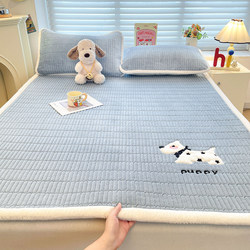 Cartoon Embroidered Milk Velvet Mattress 180X200 Mattress Pad Quilted Cotton Bed Sheet Fleece Non-Slip Bed Cover Bed Protector Soft Pad