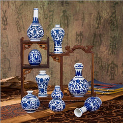 Jingdezhen Ceramic Vase Ornaments for Living Room, Study, Antique Shelf, Chinese-Style Home Decorations, Crafts, Flower Arrangements