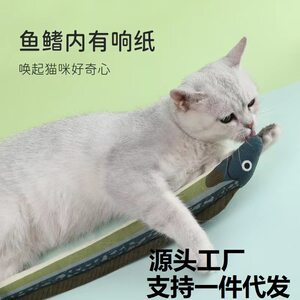 
Cat Toy Eel Canvas Mint Fish Funny Cat Teething Self-Happiness Paper Toy Funny Cat Stick New Pet Toy