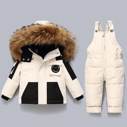 Baby down jacket boys 2025 new suit children infants 1-5 years old children's stylish two-piece winter suit thick