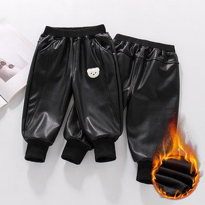 
Children's velvet pants, one-piece velvet autumn and winter 2026 new boys' leather pants, baby winter warm casual trousers