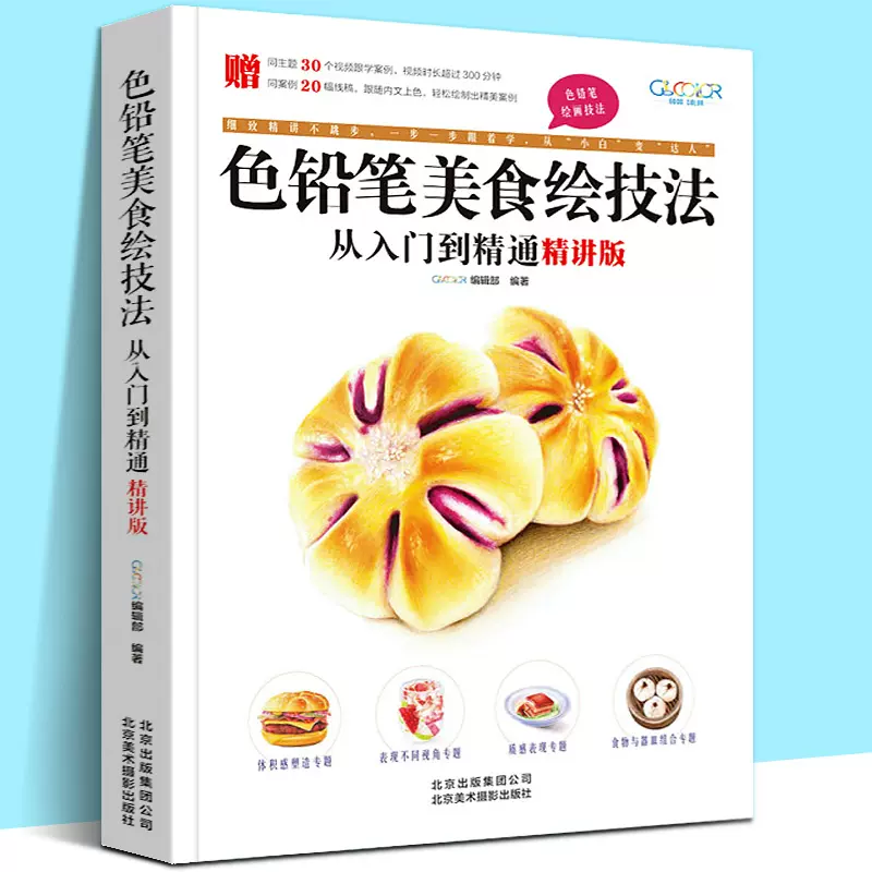 色鉛筆美食繪技法從入門到精通精講版零基礎自學美食物品繪畫工具線稿繪製上色處理美術細節彩色鉛筆繪畫技法入門書籍