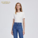 Scofield women's simple round neck short-sleeved T-shirt white loose commuting top summer short-sleeved T-shirt