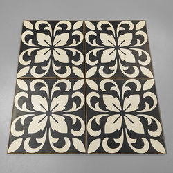 200×200 Nanyang Retro-Style Black Small Floral Tiles for Entryway, Distressed Rust-Edged Non-Slip Floor Tiles, Printed Ceramic Tiles