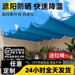 Klein Blue Sunshade Net, Sun Protection Net, Light-Blocking and Shade Net, Heat Insulation for Courtyard, Balcony, Sunroom, Encrypted and Thickened