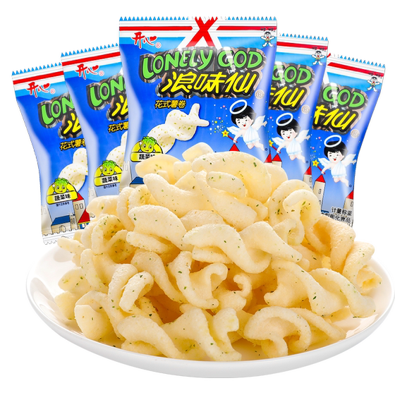 Want Want Langweixian vegetable flavor small package fancy potato rolls children's casual snacks snacks to satisfy cravings in bulk wholesale