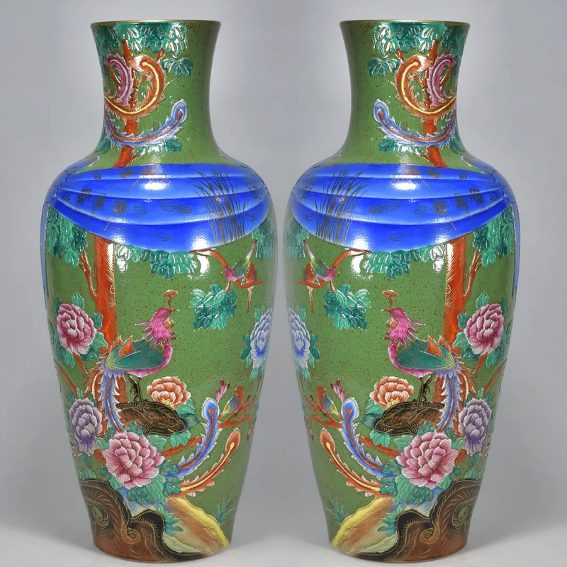 清乾隆珐琅彩鎏金龙纹双耳瓶，古董古玩瓷器收藏-Taobao Singapore