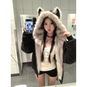 
Autumn and winter thickened cotton-padded jackets for couples, hooded cotton-padded clothes, men's suede fur collar, padded mountain carving jacket, women's