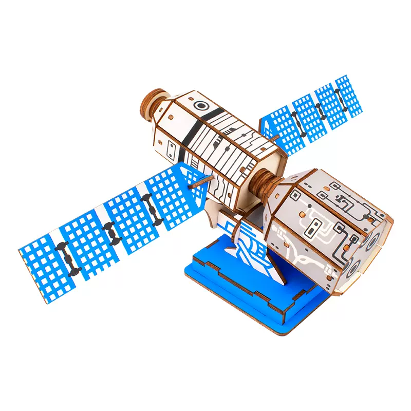 北斗卫星木质模型3d立体拼图儿童益智手工玩具