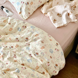 Class A mother and infant -level all -cotton aerobic double -layer gauze four -piece pure cotton gauze quilting sheet sheets student dormitory three -piece
