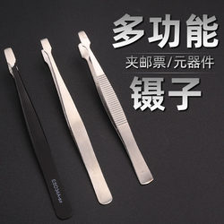 Flat-Tipped Tweezers, Stamp Clip, Silicon Chip Tweezers, False Eyelash Removal and Application Tool, Flat-Mouth Stainless Steel Tweezers