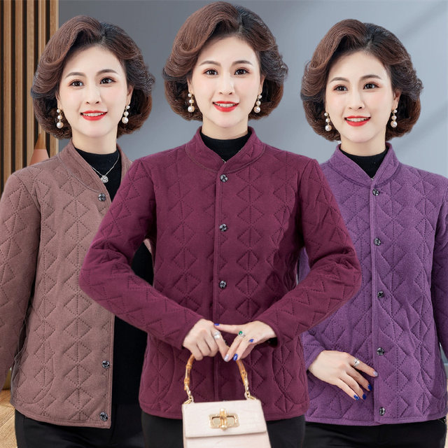 Mother's winter clothing, de velvet cotton-padded jacket lining, women's middle-aged and elderly grandmother's winter light and small cotton-padded jacket, warm clothes for the elderly