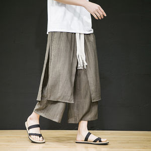 
2026 Spring and Summer New Chinese Style New Two-piece Casual Loose Pants Large Size Nine-Point Pants Chinese Style Fake Two Pieces