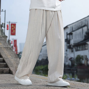 
2026 Spring and Summer New Chinese Style Men's Casual Pants, Disc Button Waist Design, Chinese Style Straight Pants, Loose and Comfortable
