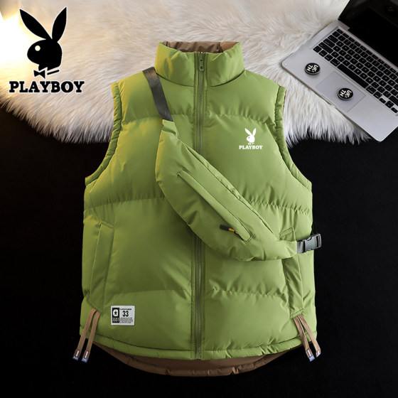 
Playboy Playboy Vest Men's Autumn and Winter New Style Couple Wearing Vests on Both Sides Teenagers Down Cotton Cuff Shoulders