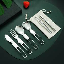Chopsticks, One Pair Per Person, Portable 304 Stainless Steel Cutlery Folding Set, Foldable Knife, Fork, Spoon, Detachable for Outdoor Travel