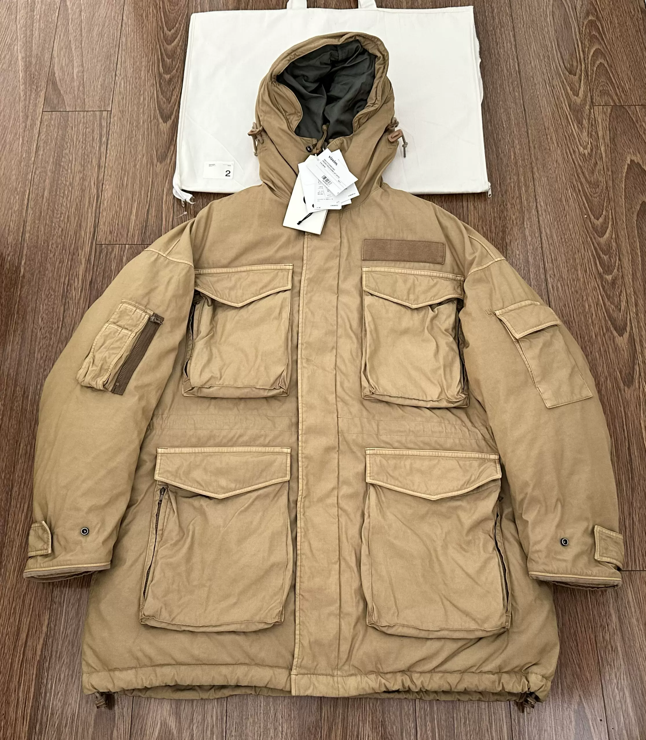 VISVIM KRUPA FIELD DOWN JKT (NY/C) 21AW泥染连帽白鹅绒羽绒服-Taobao Vietnam