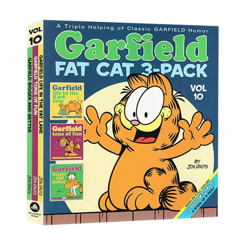 英文原版Garfield Fat Cat 3-Pack #10 加菲猫漫画三合一10 英文版进口