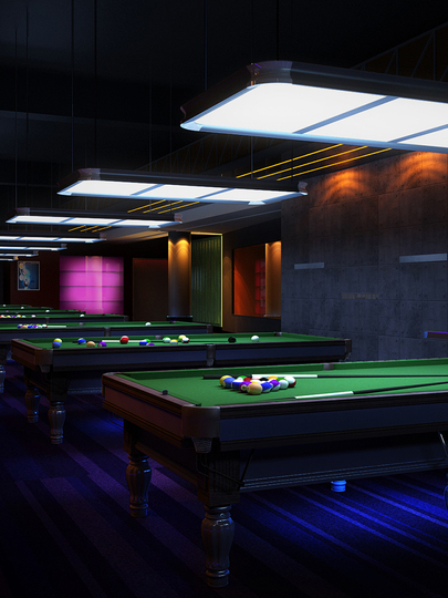 Gouge ビリヤードランプ - ゲームルーム用 6灯 鉄製シャンデリア