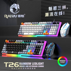 
Lei Kui/RAIKU T26 three-color luminous keyboard and mouse wired USB game mouse and keyboard set
