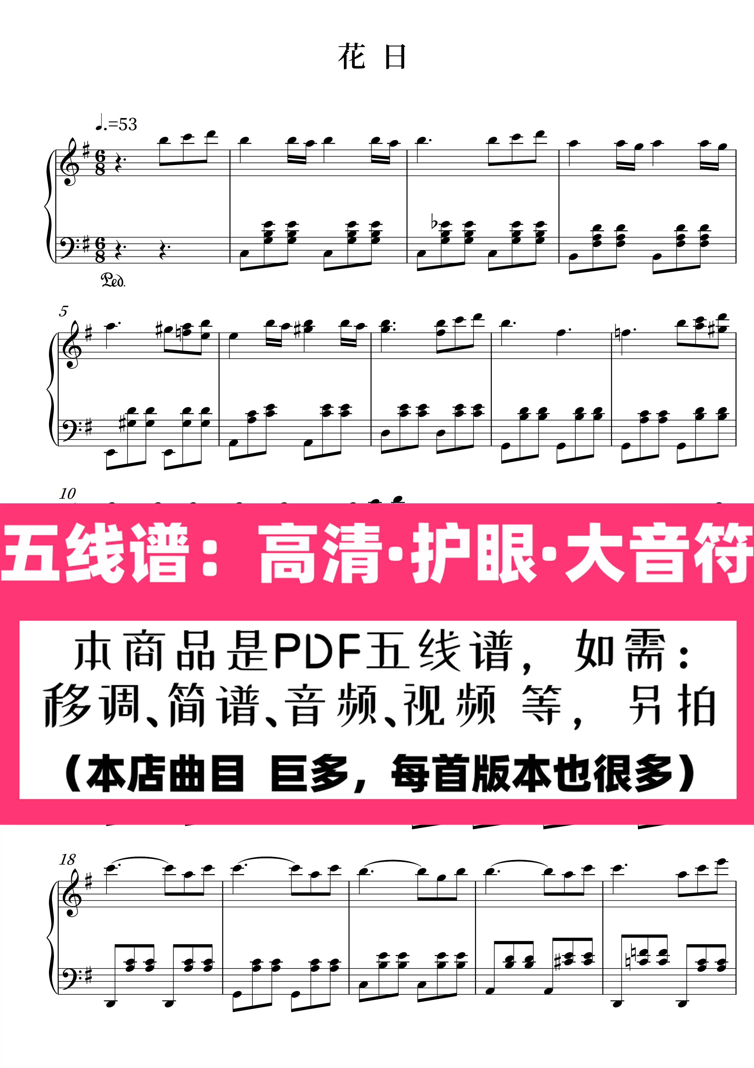钢琴谱 非简谱/天空之城 版3/花日/passacaglia/飞云之下