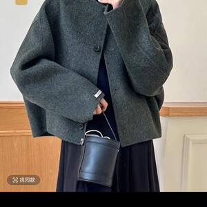 
Round neck short double-sided wool coat for women 2025 winter Korean style loose temperament small fragrance style woolen coat Korean style