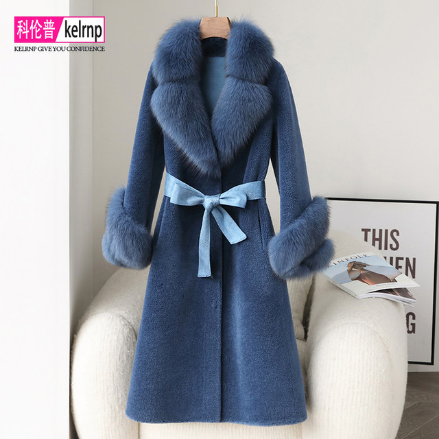 Sheepshear coat for women 2024 winter new oversized fox fur collar ...