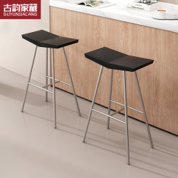 Bar Stool for Home Use, Simple Solid Wood Seat, Bar Stool, High-Legged Creative Wrought Iron Chair for Bar Counter, Coffee Shop Chair