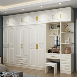 Cream-Style Wardrobe for Home Bedroom, Integrated Dressing Table and Corner Storage Cabinet for Small Apartments