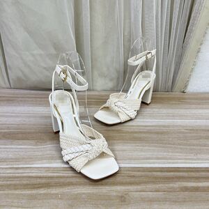 
Lady Shoes foreign trade original women's shoes fashion square toe solid color braided bow thick heel fashion sandals