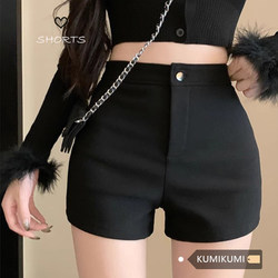 Black Sexy Hot Pants, Hip-Hugging Shorts, Casual Pants for Women, Summer High-Waisted Short Elastic Slim-Fit Ultra-Short Pants
