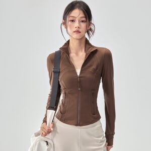 
New autumn and winter yoga clothing jacket for women with stand collar zipper slim fit sports long-sleeved running training fitness top