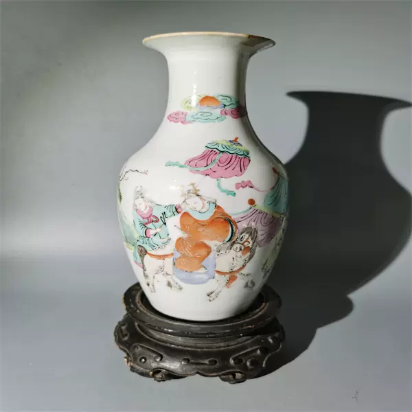 民国外销粉彩西厢记瓶包老古玩古董收藏老瓷器青花粉彩浅绛