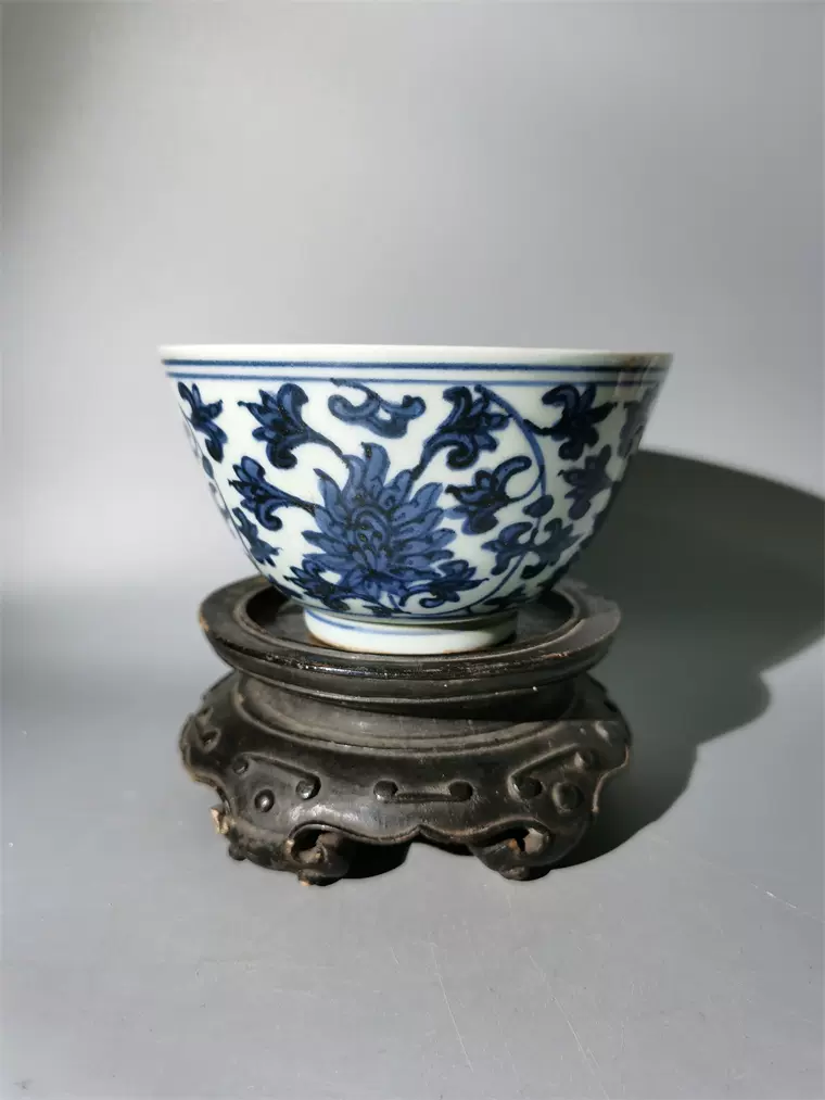 明末青花缠枝莲碗包老古董古玩收藏铂来回流创汇外销老瓷器文