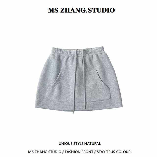 High waist pocket skirt 2024 spring and summer casual sports style slim and anti-exposure A-line skirt small skirt