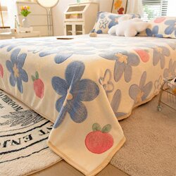 Winter Plush Milk Coral Flannel Blanket Single Piece Bed Sheet Fleece Non-Slip Blanket Mat Single Dormitory Thickened Quilt