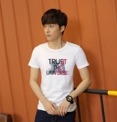 2025 New Printed Pure Cotton Men's Short-Sleeved T-Shirt, Straight-Cut Korean Style Undershirt, Stylish and Trendy Top