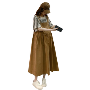 
Maternity dress summer fashion maternity dress loose mid-length strap skirt suit trendy mother pregnancy short-sleeved skirt
