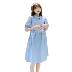 
Maternity summer dress, fashionable and sweet baby doll collar short-sleeved top, fashionable and slimming summer skirt for little people