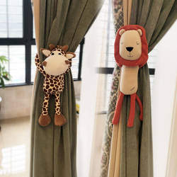 Cartoon Curtain Tiebacks, a Pair of Animal Figurines, Children's Room Decorations, Animal-Shaped Curtain Decorations, a Pair