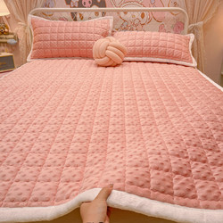 Thickened Bean Velvet Bed Protector, Winter Warm Home Mattress Pad, Milk Velvet Bed Sheet Three-Piece Set, Bed Cover, Kang Sheet