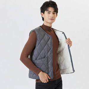 
2025 down cotton vest men's inner lid plus velvet thickened warm vest for autumn and winter, bottoming and wearing cotton jacket and horse clip