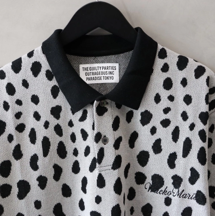 wackomaria leopard knit jacquard polo M Wacko Maria - Leopard Knit