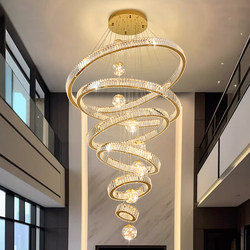Duplex Building Hollow Living Room Chandelier Crystal Lamp Accessible Luxury Self-Built House Staircase Large Chandelier Villa Empty Lobby Chandelier