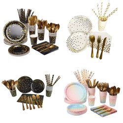 Eco-Friendly Disposable Paper Tableware Party Set Paper Plates